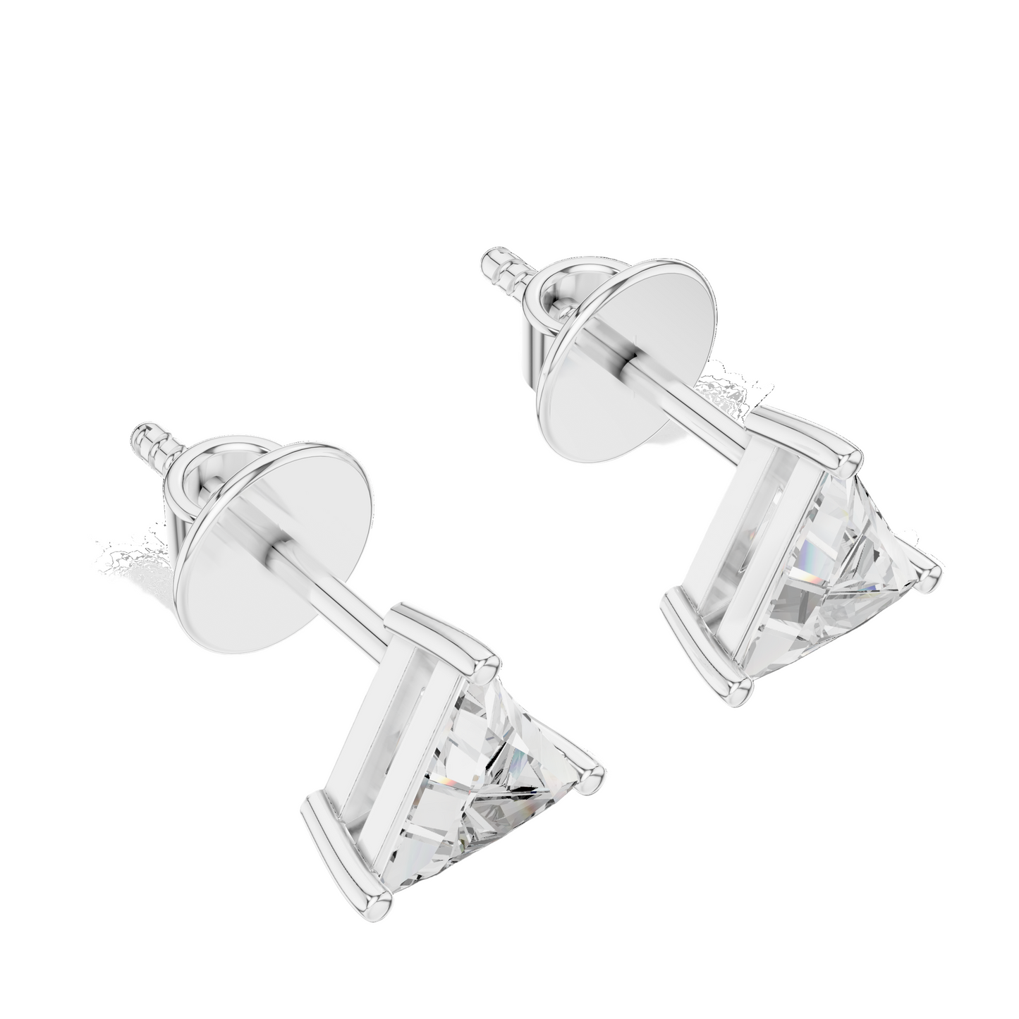 1.3 CT Triangular Lab-Grown Diamond Earrings | VVS-VS EF Clarity | 18KT, 14KT, 10KT Gold & 925 Silver | Rose, Yellow, White Gold & Moissanite Options