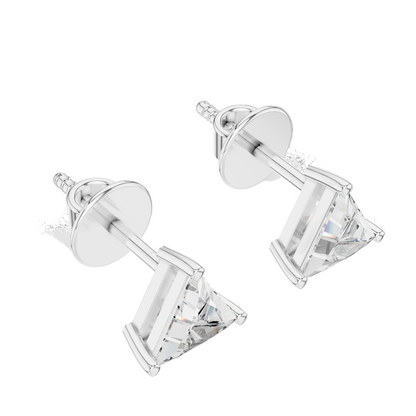 1.3 CT Triangular Lab-Grown Diamond Earrings | VVS-VS EF Clarity | 18KT, 14KT, 10KT Gold & 925 Silver | Rose, Yellow, White Gold & Moissanite Options