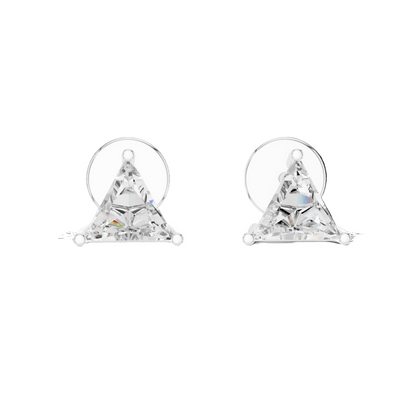 1.3 CT Triangular Lab-Grown Diamond Earrings | VVS-VS EF Clarity | 18KT, 14KT, 10KT Gold & 925 Silver | Rose, Yellow, White Gold & Moissanite Options