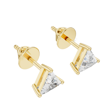 1.3 CT Triangular Lab-Grown Diamond Earrings | VVS-VS EF Clarity | 18KT, 14KT, 10KT Gold & 925 Silver | Rose, Yellow, White Gold & Moissanite Options