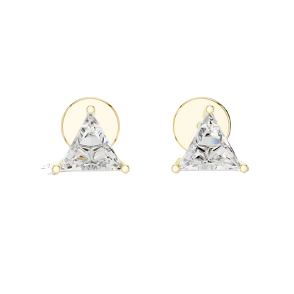 1.3 CT Triangular Lab-Grown Diamond Earrings | VVS-VS EF Clarity | 18KT, 14KT, 10KT Gold & 925 Silver | Rose, Yellow, White Gold & Moissanite Options