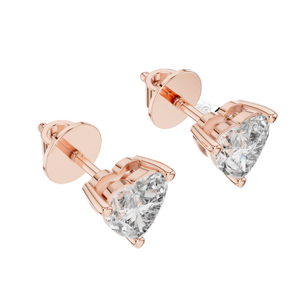 1.5 CT Heart-Shaped Lab Diamond Stud Earrings | VVS-VS EF Clarity | 18KT, 14KT, 10KT Gold & 925 Silver | Rose, Yellow, White Gold & Moissanite Options