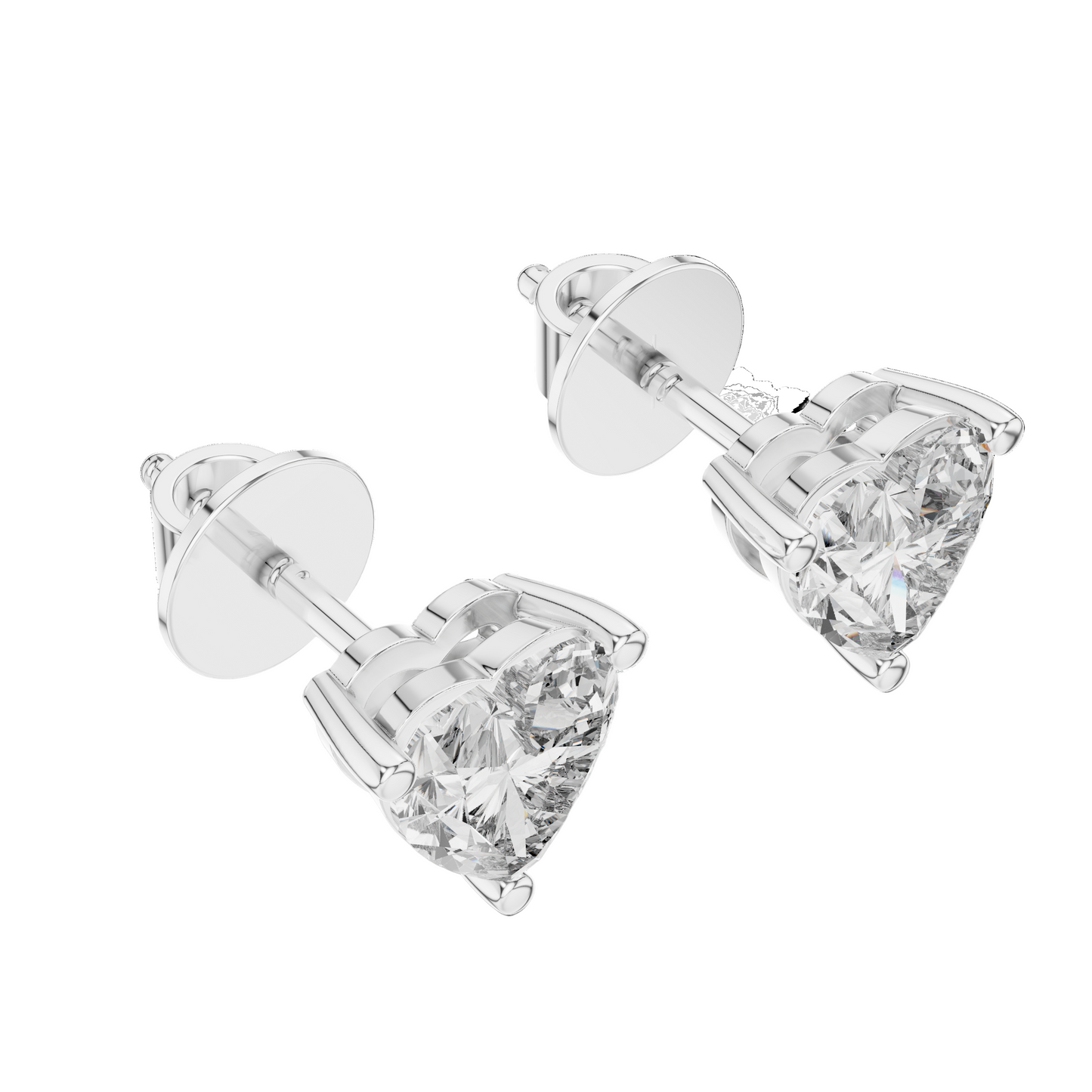 1.5 CT Heart-Shaped Lab Diamond Stud Earrings | VVS-VS EF Clarity | 18KT, 14KT, 10KT Gold & 925 Silver | Rose, Yellow, White Gold & Moissanite Options