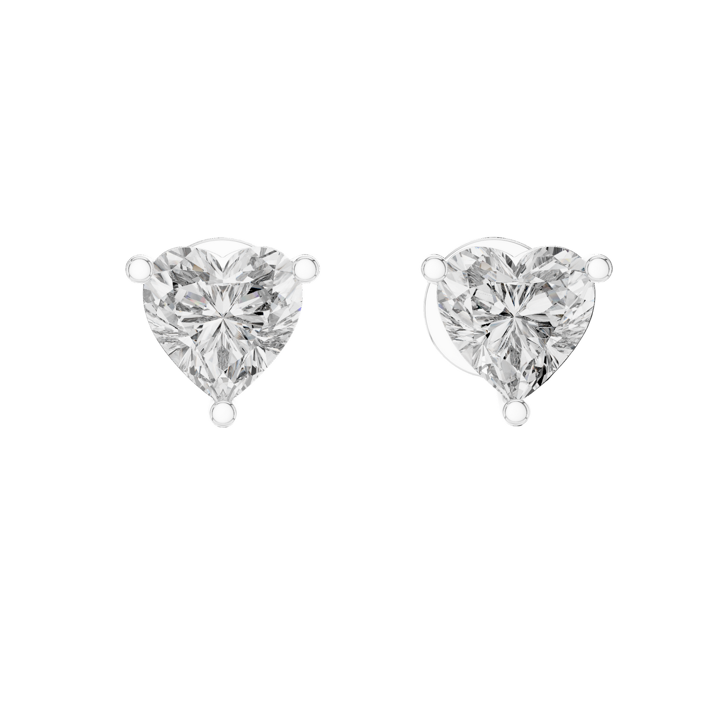 1.5 CT Heart-Shaped Lab Diamond Stud Earrings | VVS-VS EF Clarity | 18KT, 14KT, 10KT Gold & 925 Silver | Rose, Yellow, White Gold & Moissanite Options