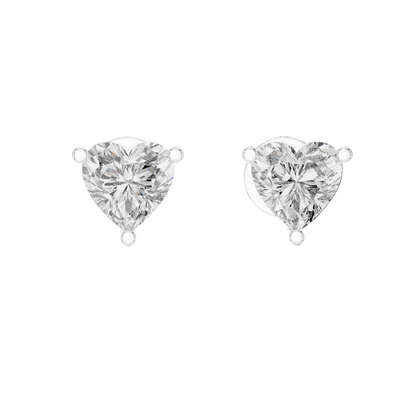 1.5 CT Heart-Shaped Lab Diamond Stud Earrings | VVS-VS EF Clarity | 18KT, 14KT, 10KT Gold & 925 Silver | Rose, Yellow, White Gold & Moissanite Options