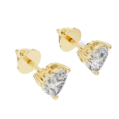 1.5 CT Heart-Shaped Lab Diamond Stud Earrings | VVS-VS EF Clarity | 18KT, 14KT, 10KT Gold & 925 Silver | Rose, Yellow, White Gold & Moissanite Options