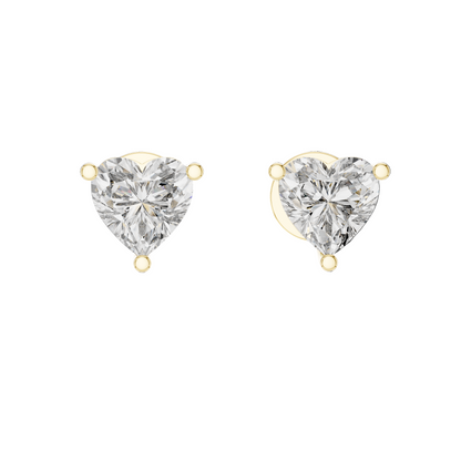1.5 CT Heart-Shaped Lab Diamond Stud Earrings | VVS-VS EF Clarity | 18KT, 14KT, 10KT Gold & 925 Silver | Rose, Yellow, White Gold & Moissanite Options