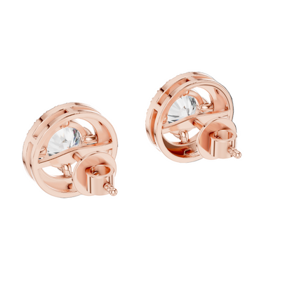 2.53 CT Lab Diamond Halo Stud Earrings | Round Brilliant Cut VVS-VS EF CVD | 18KT, 14KT, 10KT Gold & 925 Silver | Rose, Yellow, White Gold & Moissanite Options