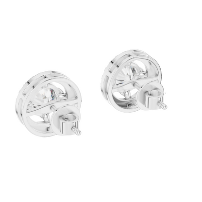 2.53 CT Lab Diamond Halo Stud Earrings | Round Brilliant Cut VVS-VS EF CVD | 18KT, 14KT, 10KT Gold & 925 Silver | Rose, Yellow, White Gold & Moissanite Options
