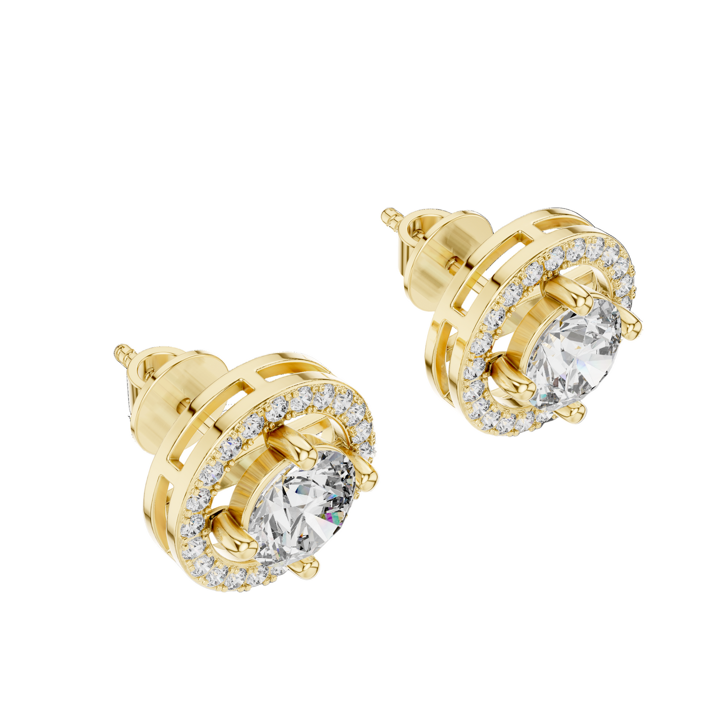 2.53 CT Lab Diamond Halo Stud Earrings | Round Brilliant Cut VVS-VS EF CVD | 18KT, 14KT, 10KT Gold & 925 Silver | Rose, Yellow, White Gold & Moissanite Options