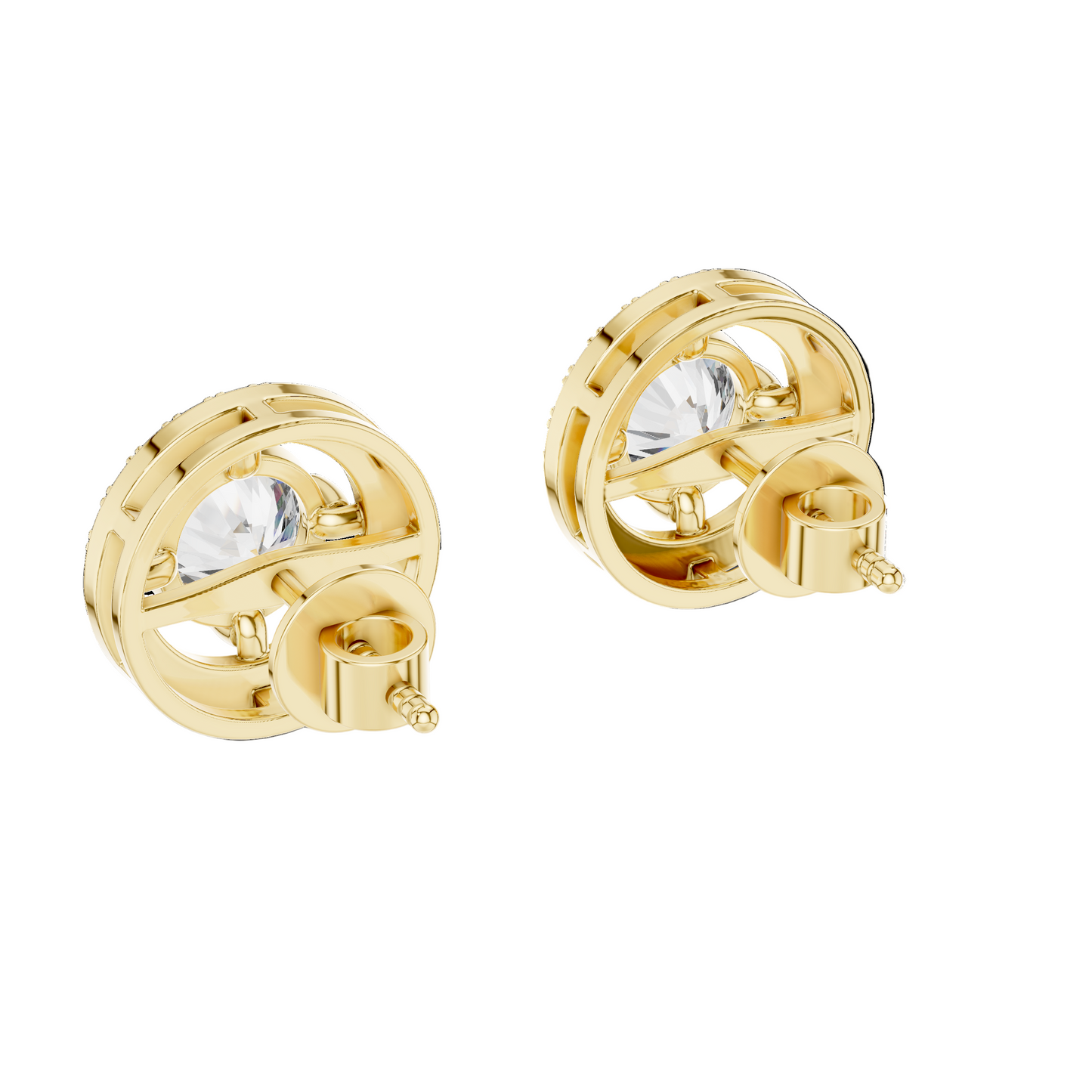 2.53 CT Lab Diamond Halo Stud Earrings | Round Brilliant Cut VVS-VS EF CVD | 18KT, 14KT, 10KT Gold & 925 Silver | Rose, Yellow, White Gold & Moissanite Options