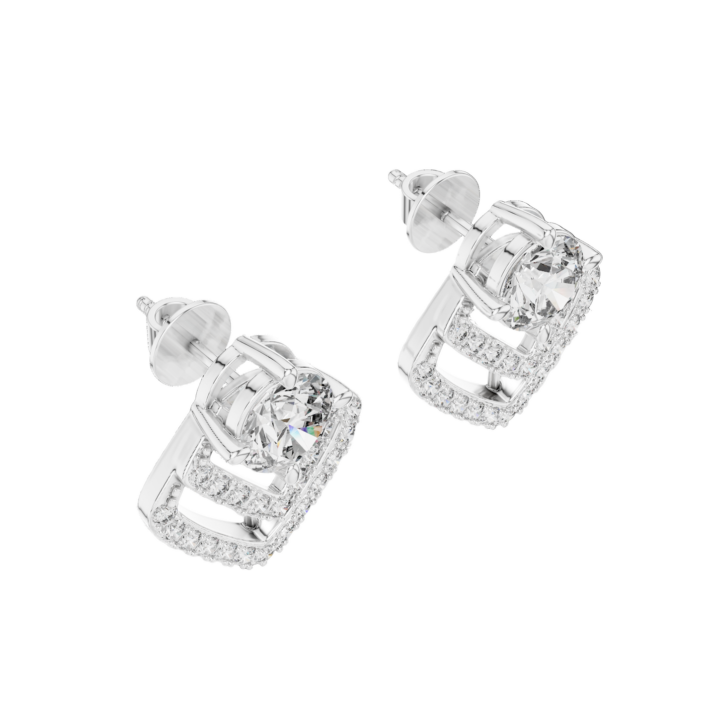 3.412 CT Lab-Cut VVS-VS EF Diamond Earrings | Round Brilliant Cut | 18KT, 14KT, 10KT Gold & 925 Silver | Moissanite, Rose, Yellow, White Gold Options
