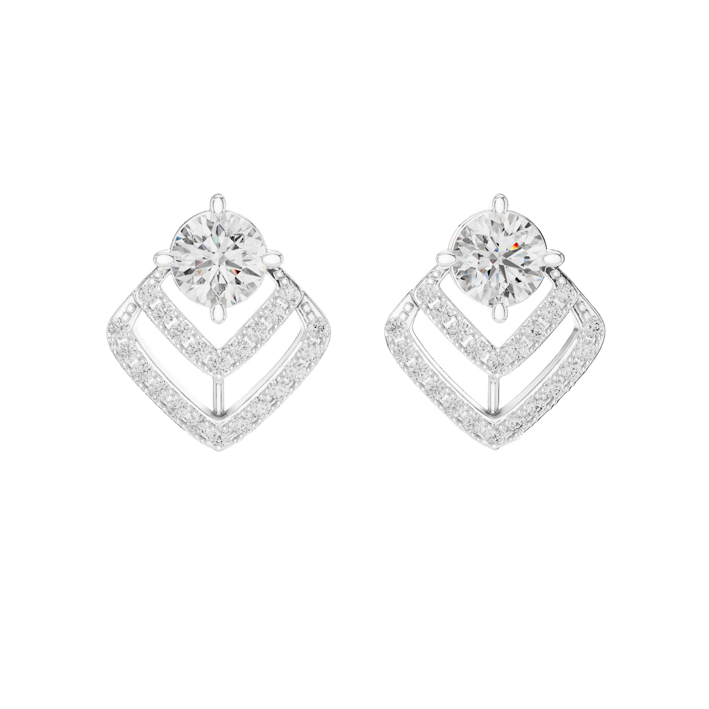 3.412 CT Lab-Cut VVS-VS EF Diamond Earrings | Round Brilliant Cut | 18KT, 14KT, 10KT Gold & 925 Silver | Moissanite, Rose, Yellow, White Gold Options
