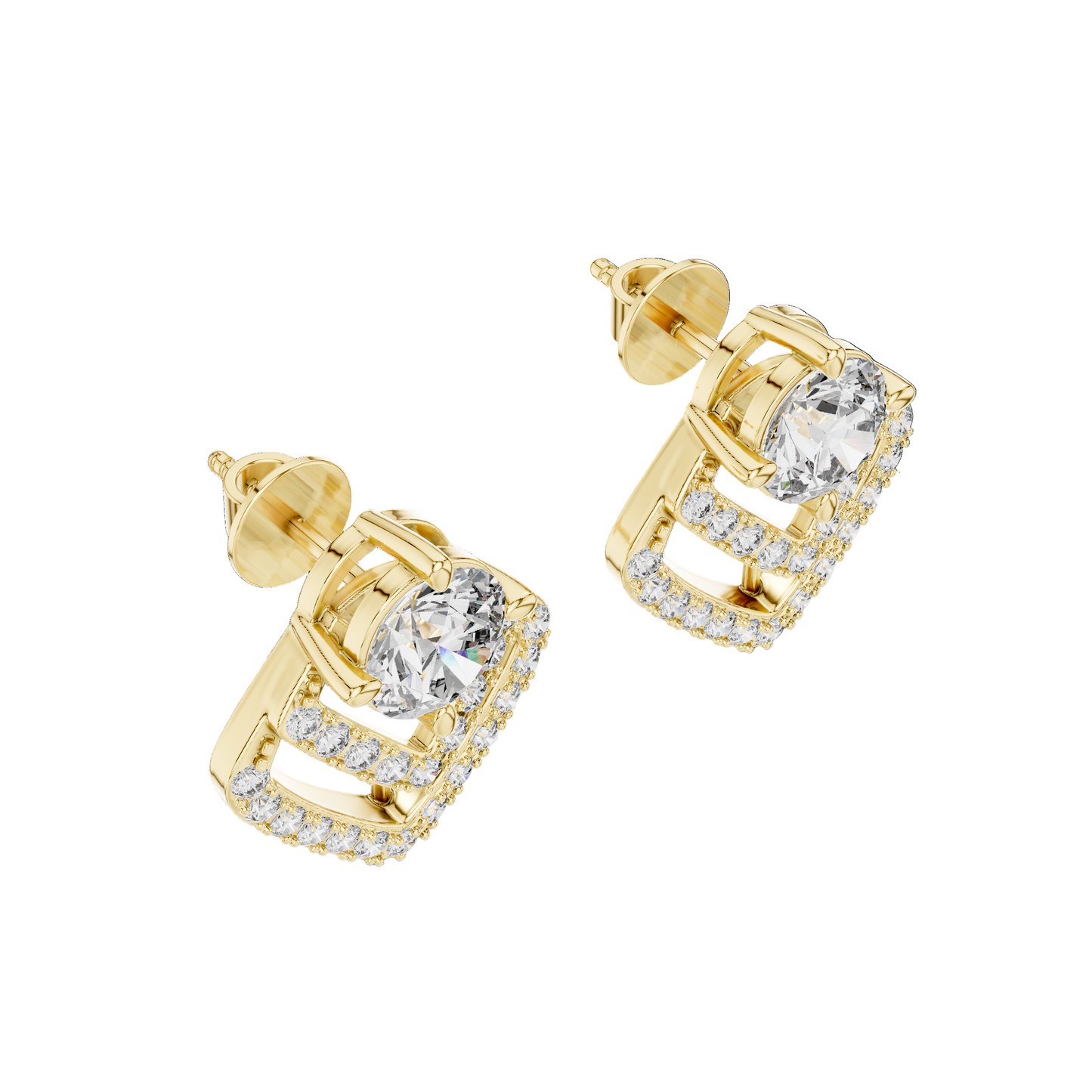 3.412 CT Lab-Cut VVS-VS EF Diamond Earrings | Round Brilliant Cut | 18KT, 14KT, 10KT Gold & 925 Silver | Moissanite, Rose, Yellow, White Gold Options