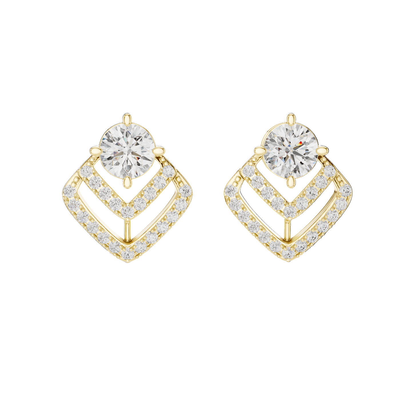 3.412 CT Lab-Cut VVS-VS EF Diamond Earrings | Round Brilliant Cut | 18KT, 14KT, 10KT Gold & 925 Silver | Moissanite, Rose, Yellow, White Gold Options