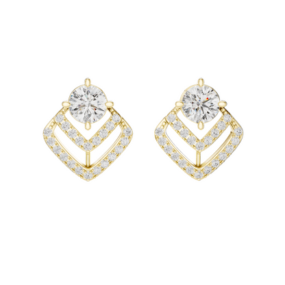 3.412 CT Lab-Cut VVS-VS EF Diamond Earrings | Round Brilliant Cut | 18KT, 14KT, 10KT Gold & 925 Silver | Moissanite, Rose, Yellow, White Gold Options
