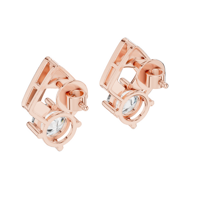 2.5 CT Round Brilliant Cut Lab Diamond Earrings | VVS-VS EF Clarity | 18KT, 14KT, 10KT Gold & 925 Silver | Rose, Yellow, White Gold & Moissanite Options