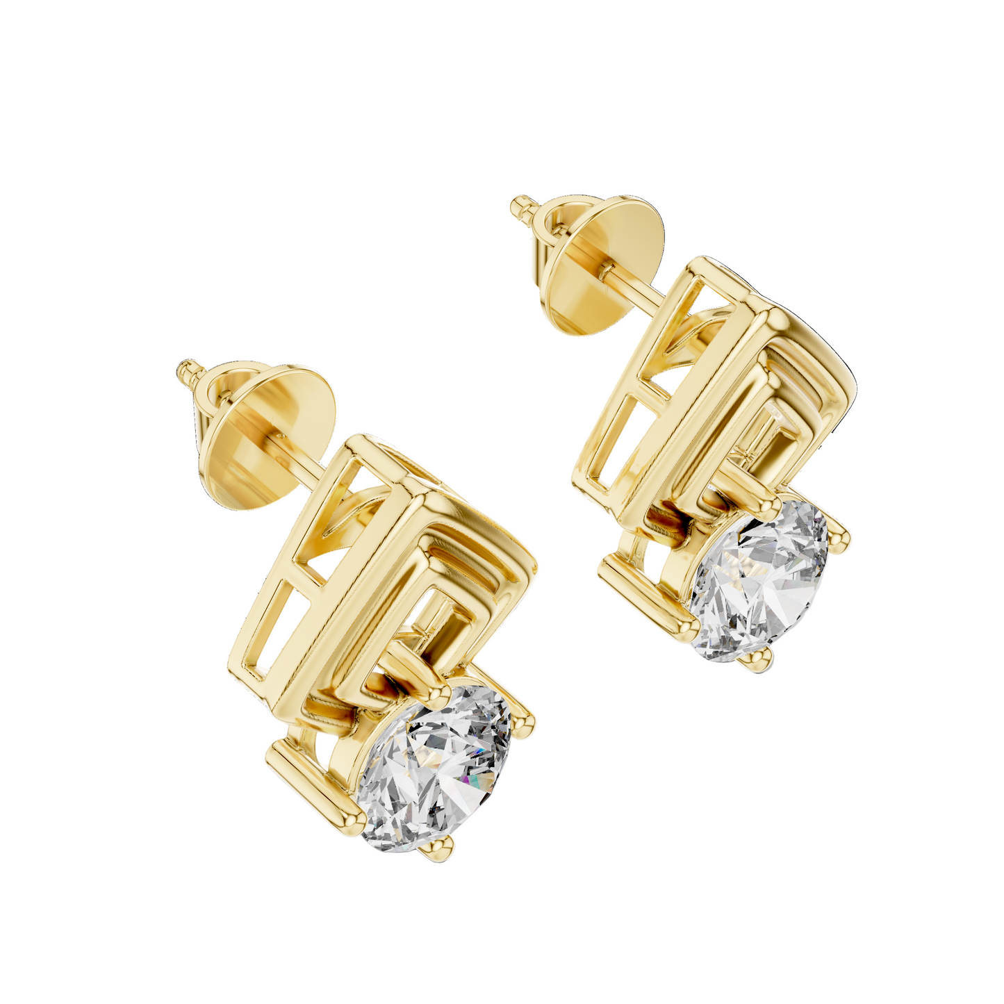 2.5 CT Round Brilliant Cut Lab Diamond Earrings | VVS-VS EF Clarity | 18KT, 14KT, 10KT Gold & 925 Silver | Rose, Yellow, White Gold & Moissanite Options