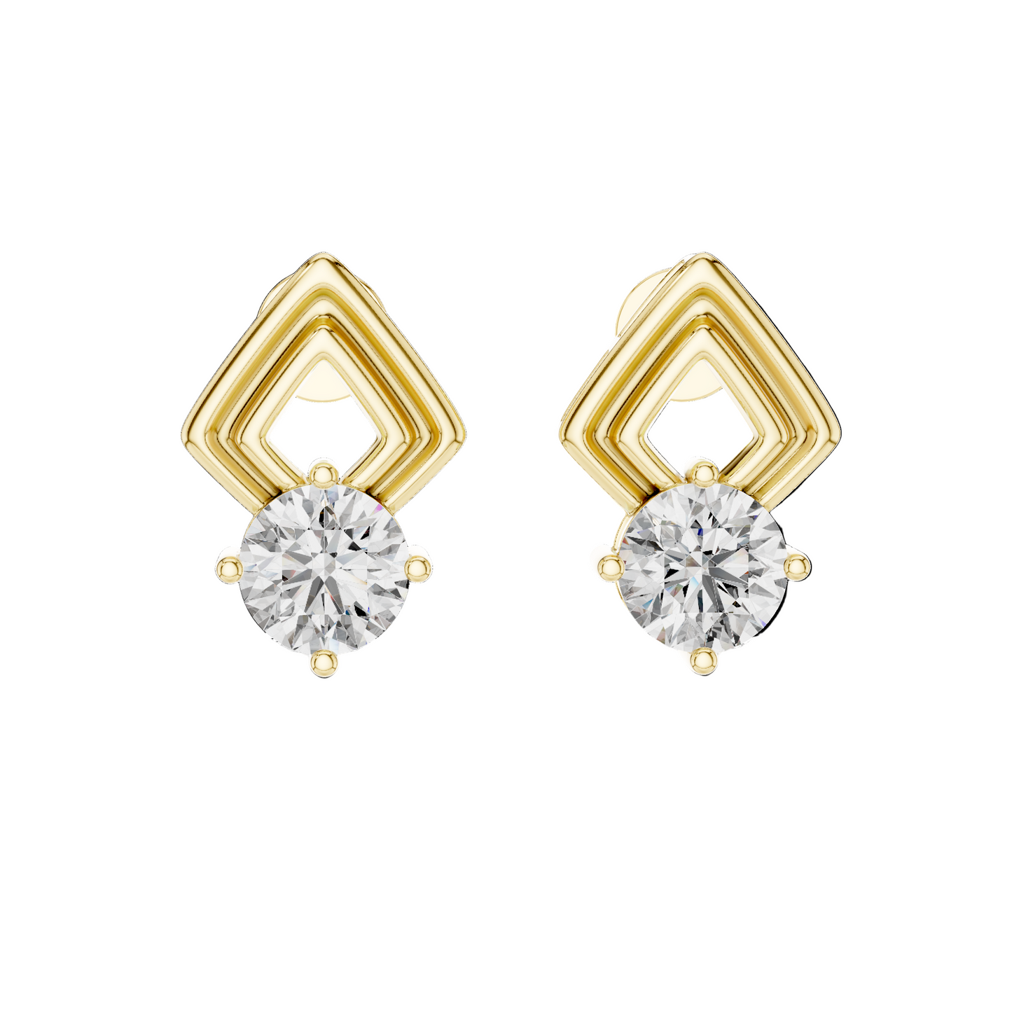 2.5 CT Round Brilliant Cut Lab Diamond Earrings | VVS-VS EF Clarity | 18KT, 14KT, 10KT Gold & 925 Silver | Rose, Yellow, White Gold & Moissanite Options
