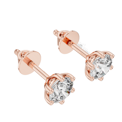 1.22 CT Lab-Created Diamond Stud Earrings | VVS-VS EF Clarity | 18KT, 14KT, 10KT Gold & 925 Silver | Rose, Yellow, White Gold & Moissanite Options