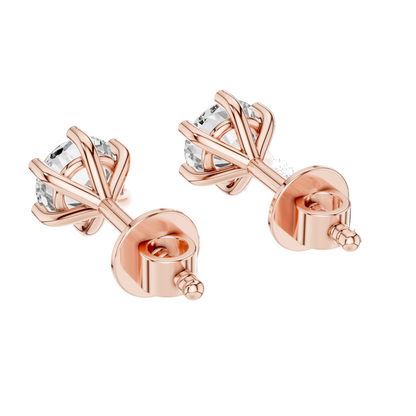 1.22 CT Lab-Created Diamond Stud Earrings | VVS-VS EF Clarity | 18KT, 14KT, 10KT Gold & 925 Silver | Rose, Yellow, White Gold & Moissanite Options