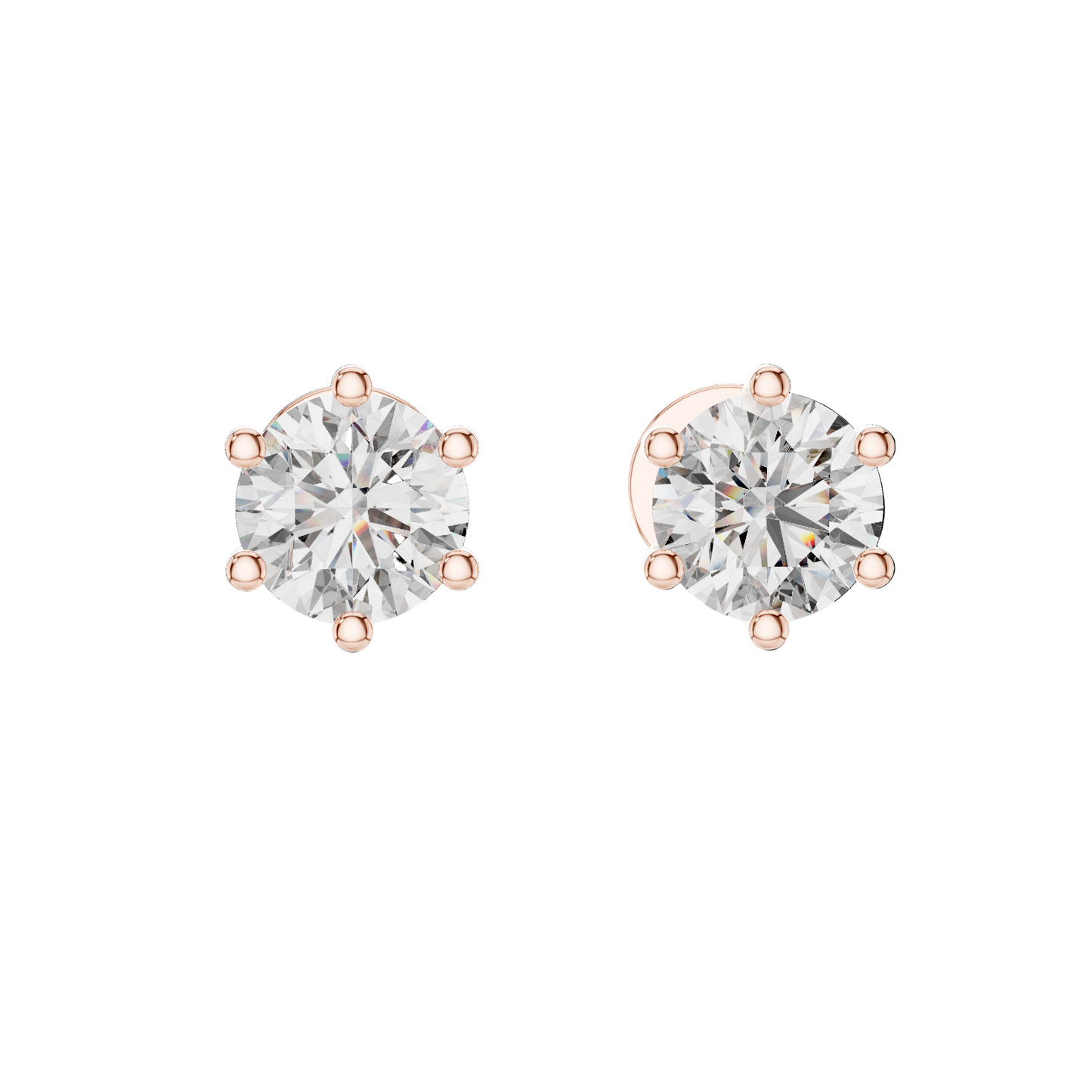 1.22 CT Lab-Created Diamond Stud Earrings | VVS-VS EF Clarity | 18KT, 14KT, 10KT Gold & 925 Silver | Rose, Yellow, White Gold & Moissanite Options