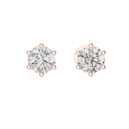 1.22 CT Lab-Created Diamond Stud Earrings | VVS-VS EF Clarity | 18KT, 14KT, 10KT Gold & 925 Silver | Rose, Yellow, White Gold & Moissanite Options