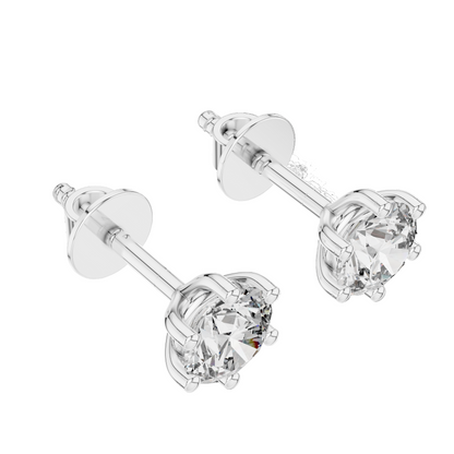 1.22 CT Lab-Created Diamond Stud Earrings | VVS-VS EF Clarity | 18KT, 14KT, 10KT Gold & 925 Silver | Rose, Yellow, White Gold & Moissanite Options