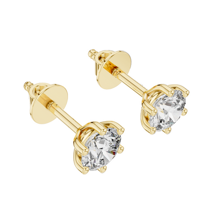 1.22 CT Lab-Created Diamond Stud Earrings | VVS-VS EF Clarity | 18KT, 14KT, 10KT Gold & 925 Silver | Rose, Yellow, White Gold & Moissanite Options