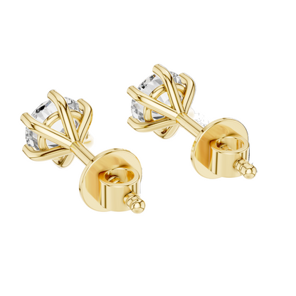 1.22 CT Lab-Created Diamond Stud Earrings | VVS-VS EF Clarity | 18KT, 14KT, 10KT Gold & 925 Silver | Rose, Yellow, White Gold & Moissanite Options