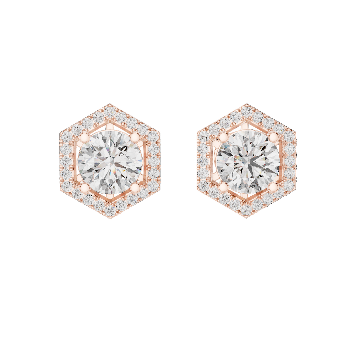 2.98 CT Lab-Grown VVS-VS-EF CVD Diamond Earrings | Hexagonal Cut Design | 18KT, 14KT, 10KT Gold & 925 Silver | Rose, Yellow, White Gold & Moissanite Options