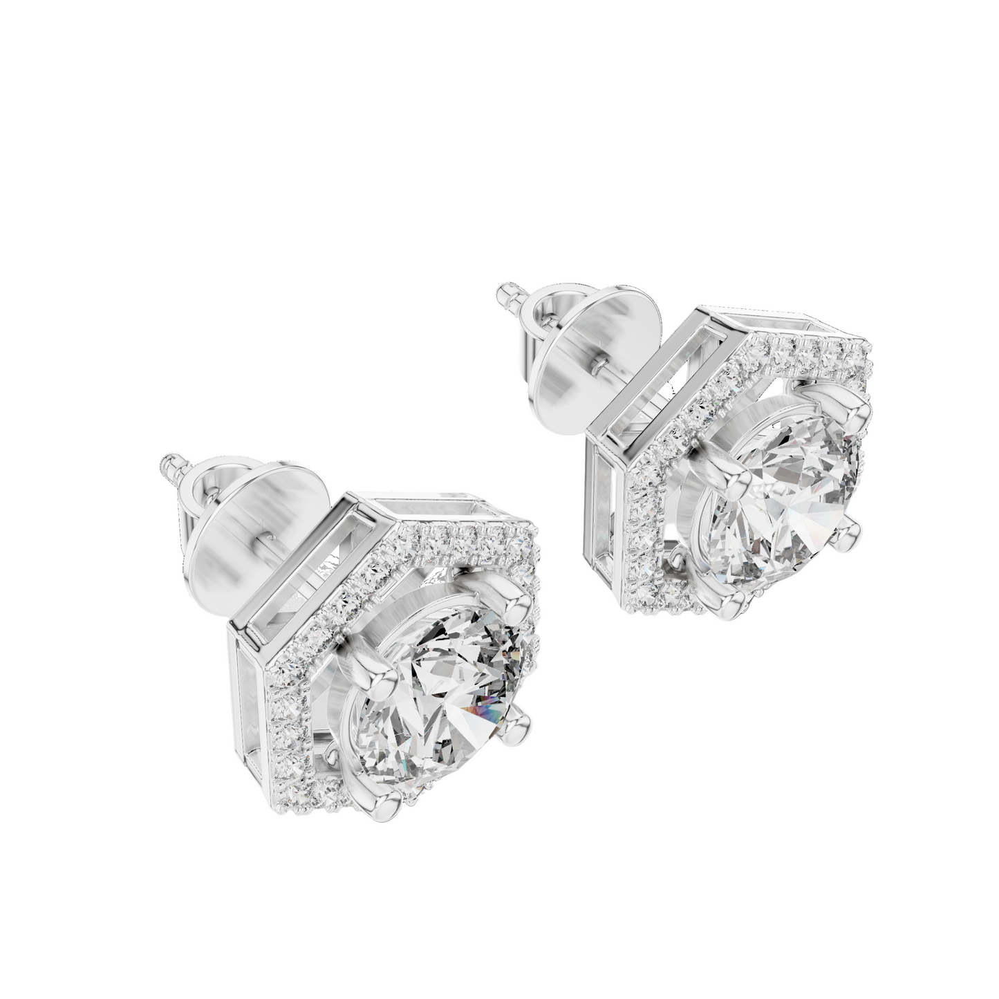 2.98 CT Lab-Grown VVS-VS-EF CVD Diamond Earrings | Hexagonal Cut Design | 18KT, 14KT, 10KT Gold & 925 Silver | Rose, Yellow, White Gold & Moissanite Options