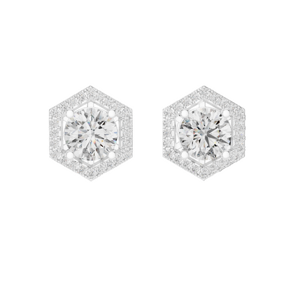 2.98 CT Lab-Grown VVS-VS-EF CVD Diamond Earrings | Hexagonal Cut Design | 18KT, 14KT, 10KT Gold & 925 Silver | Rose, Yellow, White Gold & Moissanite Options