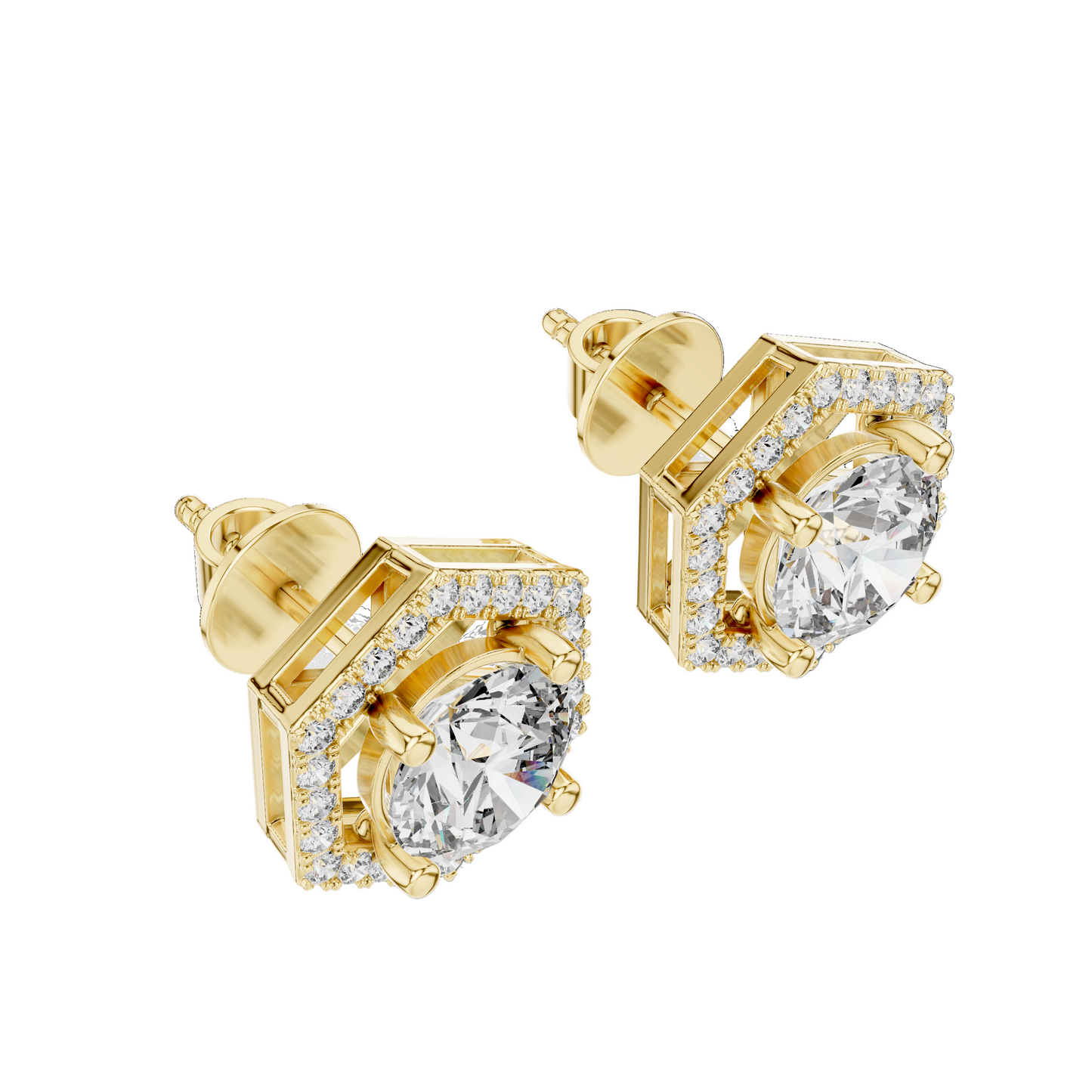 2.98 CT Lab-Grown VVS-VS-EF CVD Diamond Earrings | Hexagonal Cut Design | 18KT, 14KT, 10KT Gold & 925 Silver | Rose, Yellow, White Gold & Moissanite Options