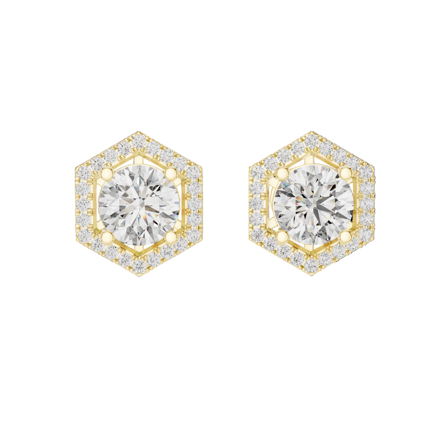 2.98 CT Lab-Grown VVS-VS-EF CVD Diamond Earrings | Hexagonal Cut Design | 18KT, 14KT, 10KT Gold & 925 Silver | Rose, Yellow, White Gold & Moissanite Options