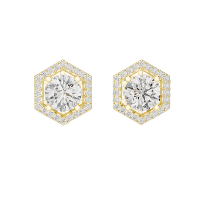 2.98 CT Lab-Grown VVS-VS-EF CVD Diamond Earrings | Hexagonal Cut Design | 18KT, 14KT, 10KT Gold & 925 Silver | Rose, Yellow, White Gold & Moissanite Options