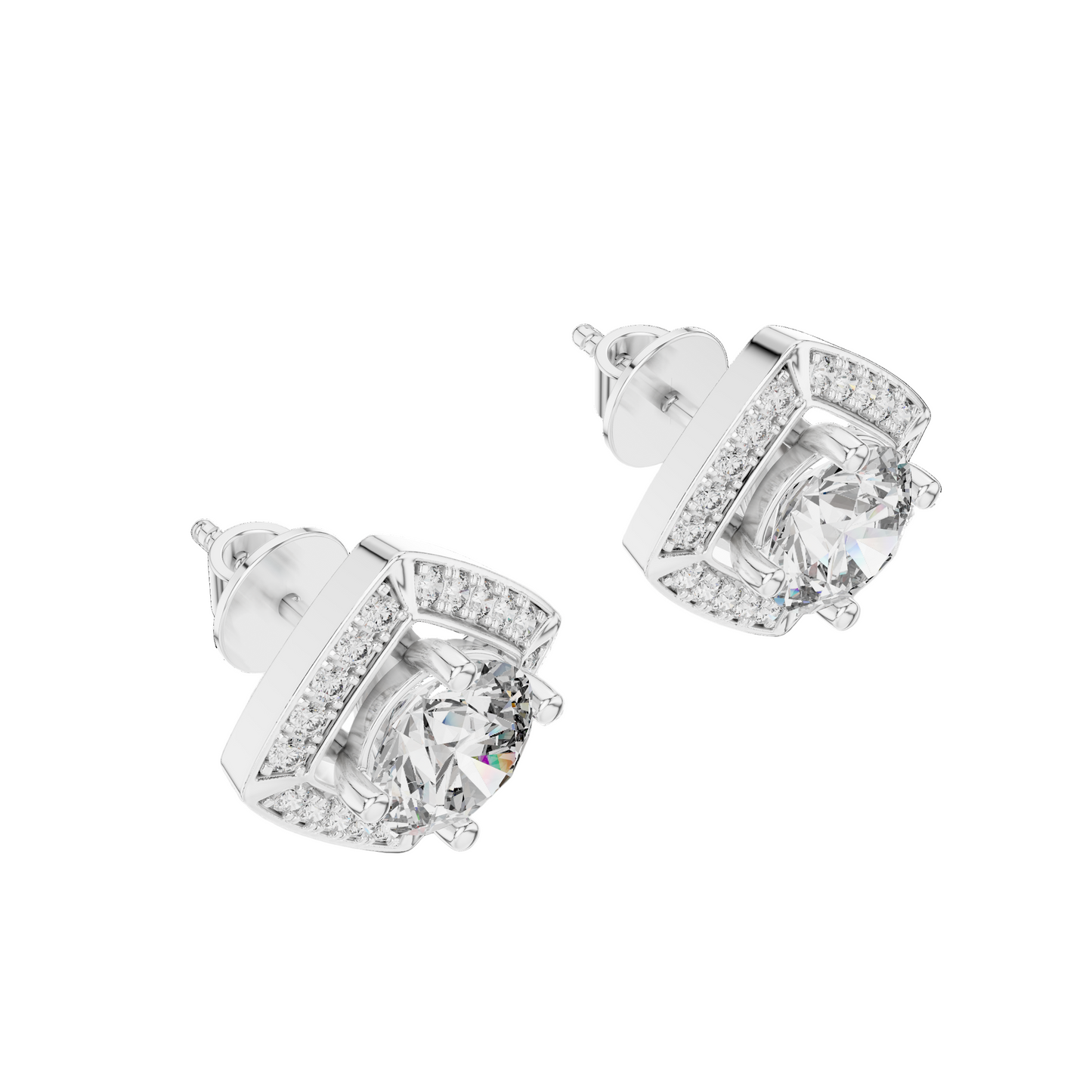 2.98 CT Lab-Grown VVS-VS EF CVD Diamond Earrings | Halo Design | 18KT, 14KT, 10KT Gold & 925 Silver | Rose, Yellow, White Gold & Moissanite Options