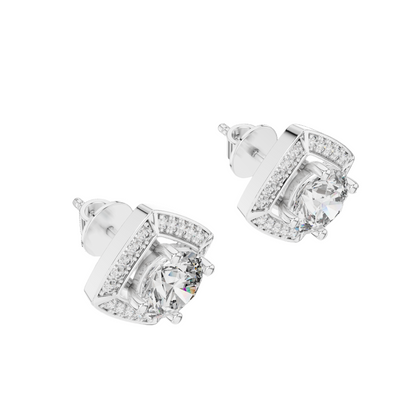 2.98 CT Lab-Grown VVS-VS EF CVD Diamond Earrings | Halo Design | 18KT, 14KT, 10KT Gold & 925 Silver | Rose, Yellow, White Gold & Moissanite Options