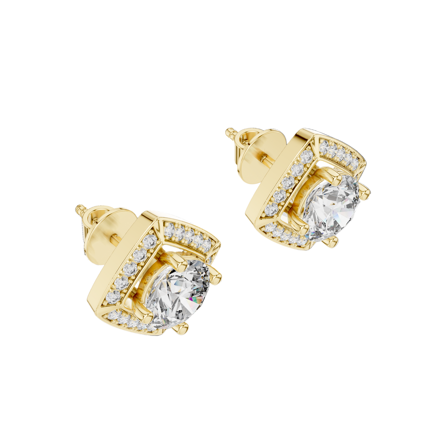 2.98 CT Lab-Grown VVS-VS EF CVD Diamond Earrings | Halo Design | 18KT, 14KT, 10KT Gold & 925 Silver | Rose, Yellow, White Gold & Moissanite Options