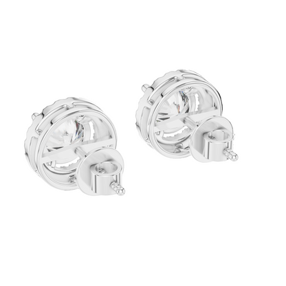 2.9 CT Lab-Grown VVS-VS EF Diamonds in Halo Design Earrings | Available in 18KT, 14KT, 10KT Gold & 925 Silver | Rose, Yellow, White Gold & Moissanite Options