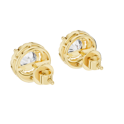 2.9 CT Lab-Grown VVS-VS EF Diamonds in Halo Design Earrings | Available in 18KT, 14KT, 10KT Gold & 925 Silver | Rose, Yellow, White Gold & Moissanite Options