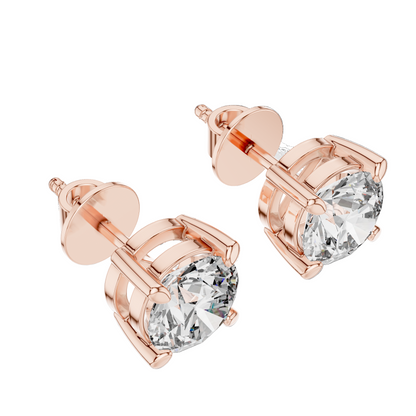 2.5 CT Lab-Grown VVS-VS EF CVD Diamond Stud Earrings | 18KT, 14KT, 10KT Gold & 925 Silver | Moissanite, Rose, Yellow, White Gold Options