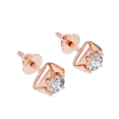 0.4782 CT Round Brilliant Lab Grown Diamond Earrings for Women | VVS-VS EF CVD | 18KT, 14KT, 10KT Gold & 925 Silver | Rose, Yellow, White Gold & Moissanite Options