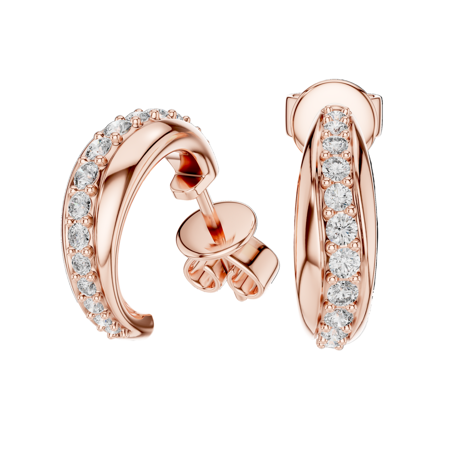 0.38 CT Lab-Grown VVS-VS EF CVD Diamond Hoop Earrings | 18KT, 14KT, 10KT Gold & 925 Silver | Moissanite Options | Rose, Yellow, White Gold