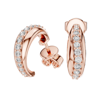 0.38 CT Lab-Grown VVS-VS EF CVD Diamond Hoop Earrings | 18KT, 14KT, 10KT Gold & 925 Silver | Moissanite Options | Rose, Yellow, White Gold