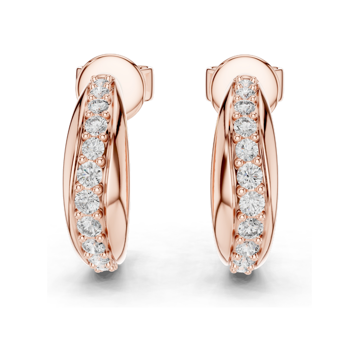0.38 CT Lab Diamond Hoop Earrings | Round Brilliant Cut | 18KT, 14KT, 10KT Gold & 925 Silver | Rose, Yellow, White Gold | Luxury Fine Jewelry