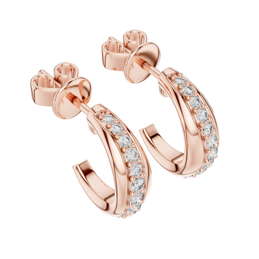0.38 CT Lab-Grown VVS-VS EF CVD Diamond Hoop Earrings | 18KT, 14KT, 10KT Gold & 925 Silver | Moissanite Options | Rose, Yellow, White Gold