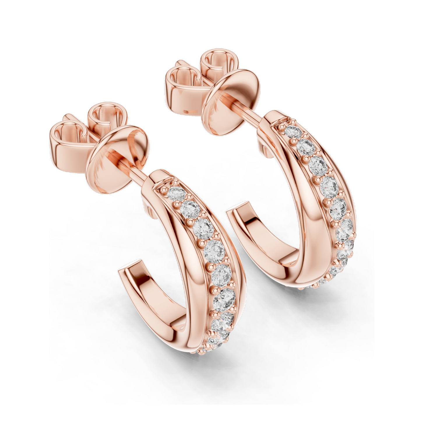 0.38 CT Lab Diamond Hoop Earrings | Round Brilliant Cut | 18KT, 14KT, 10KT Gold & 925 Silver | Rose, Yellow, White Gold | Luxury Fine Jewelry