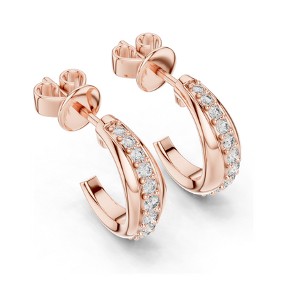 0.38 CT Lab Diamond Hoop Earrings | Round Brilliant Cut | 18KT, 14KT, 10KT Gold & 925 Silver | Rose, Yellow, White Gold | Luxury Fine Jewelry