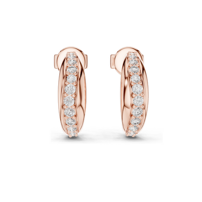 0.38 CT Lab Diamond Hoop Earrings | Round Brilliant Cut | 18KT, 14KT, 10KT Gold & 925 Silver | Rose, Yellow, White Gold | Luxury Fine Jewelry